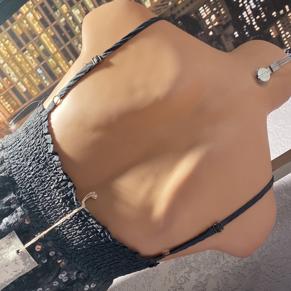 MIILLA - NWT - stretchy olive dress w sequins, adj. straps, lined - L - Picture 15 of 16